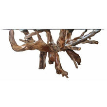 Teak Wood Root Dining Table Including a 63 Inch Round Glass Top
