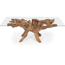 Teak Wood Root Dining Table Including 87 x 43 Inch Glass Top - Chic Teak