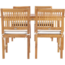 5 Piece Teak Wood Castle 55" Rectangular Small Bistro Dining Set with 4 Side Chairs