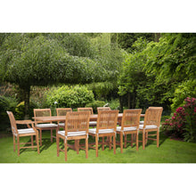 11 Piece Teak Wood Castle Patio Dining Set with Rectangular Double Extension Table, 8 Side Chairs and 2 Arm Chairs