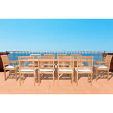 11 Piece Teak Wood Castle Patio Dining Set with Oval Double Extension Table, 8 Side Chairs and 2 Arm Chairs