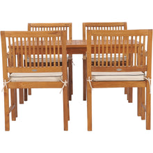 5 Piece Teak Wood Castle 55" Rectangular Small Bistro Dining Set with 4 Arm Chairs