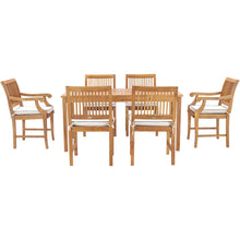 7 Piece Teak Wood Castle 63" Rectangular Medium Bistro Dining Set with 2 Arm Chairs & 4 Side Chairs