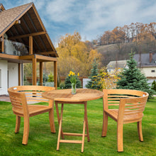 3 Piece Teak Wood California Half Moon Patio Dining Set, 2 Chairs and 36" Round Dining Table