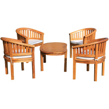 5 Piece Teak Wood Peanut Patio Conversation Set with 4 Chairs and Coffee Table