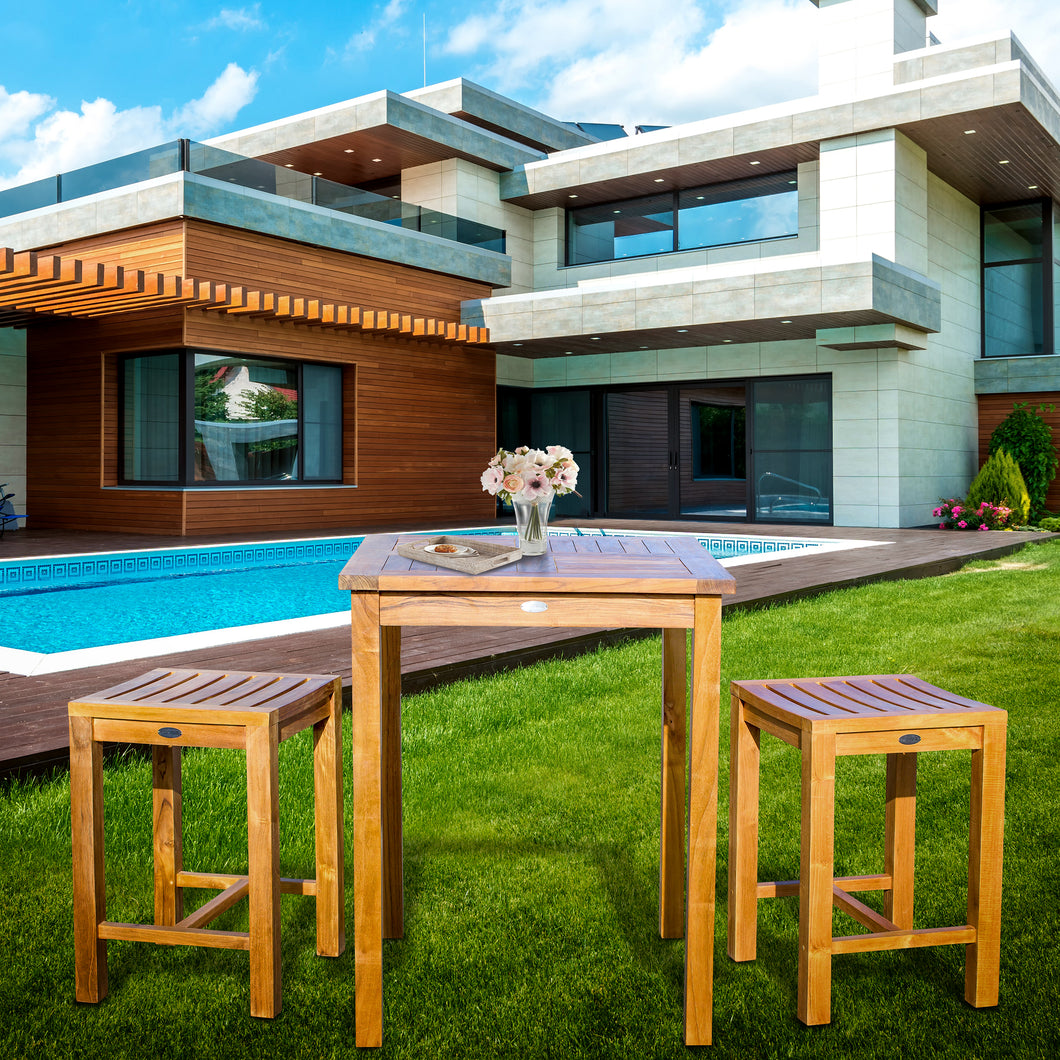 Bar Height Bistro Table Only Piece Teak Wood Seville Small Counter