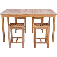 Teak Wood Antigua Rectangular Bistro Table, Counter Height (55", 63" and 71" sizes)