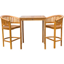 3 Piece Teak Wood Peanut Patio Bistro Bar Set with 2 Bar Chairs and 35" Bar Table