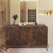 Etsa Recycled Mango Wood Bathroom Linen Cabinet, 3 drawers, 2 doors