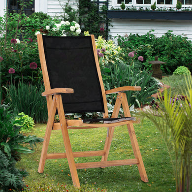 Teak Wood California Reclining Chair with Black Batyline Sling