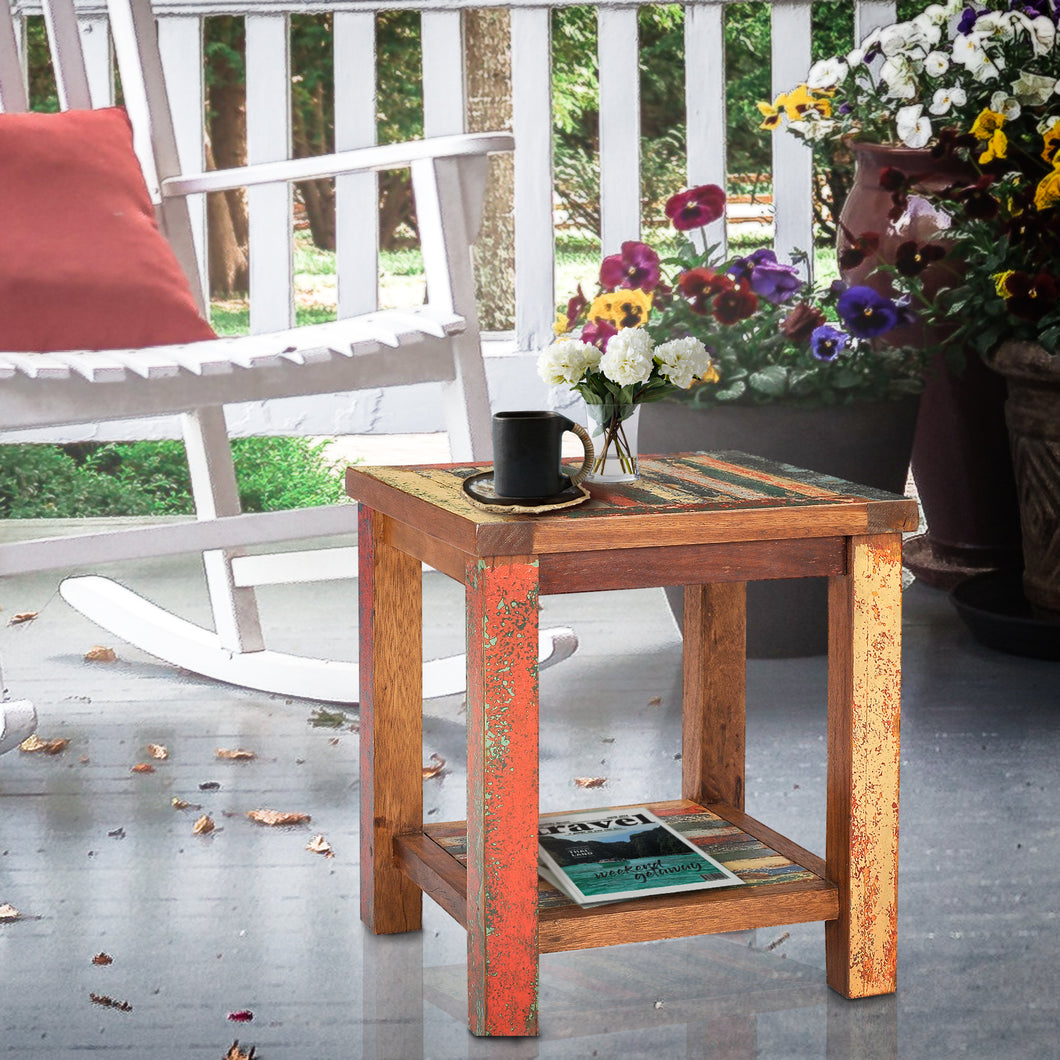 Marina Del Rey Recycled Teak Wood Boat Side Table by Chic Teak Canada only  CAD $253.74