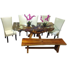 Teak Wood Root Dining Table Including 87 x 43 Inch Glass Top