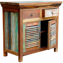 Chest with 2 Slatted Doors 2 Drawers made from Recycled Teak Wood Boats