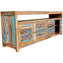 Chest / Media Center with 4 Doors & Raised Shelf made from Recycled Teak Wood Boats